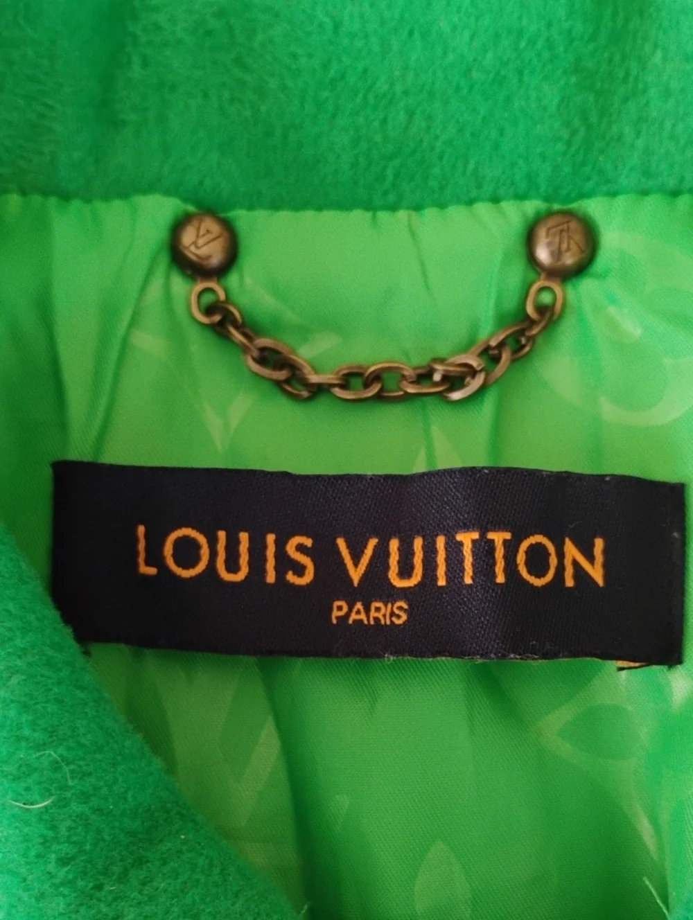 Louis Vuitton Men's Green & White Embroidered Varsity Jacket Sz S Made In Italy